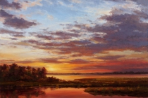 David Nance Bogue Sound Sunset oil on canvas coastal sunset clouds