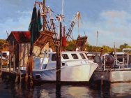 David Nance Fishermans Wharf oil on canvas dock marine painting